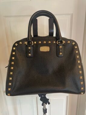 MICHAEL Michael Kors Black Leather Studded Satchel